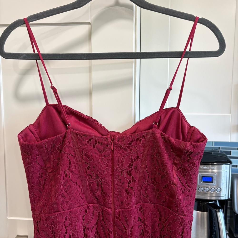 Lulu’s Found Your Love Wine Red Lace Sleeveless Trumpet Midi Dress - Picture 9 of 10
